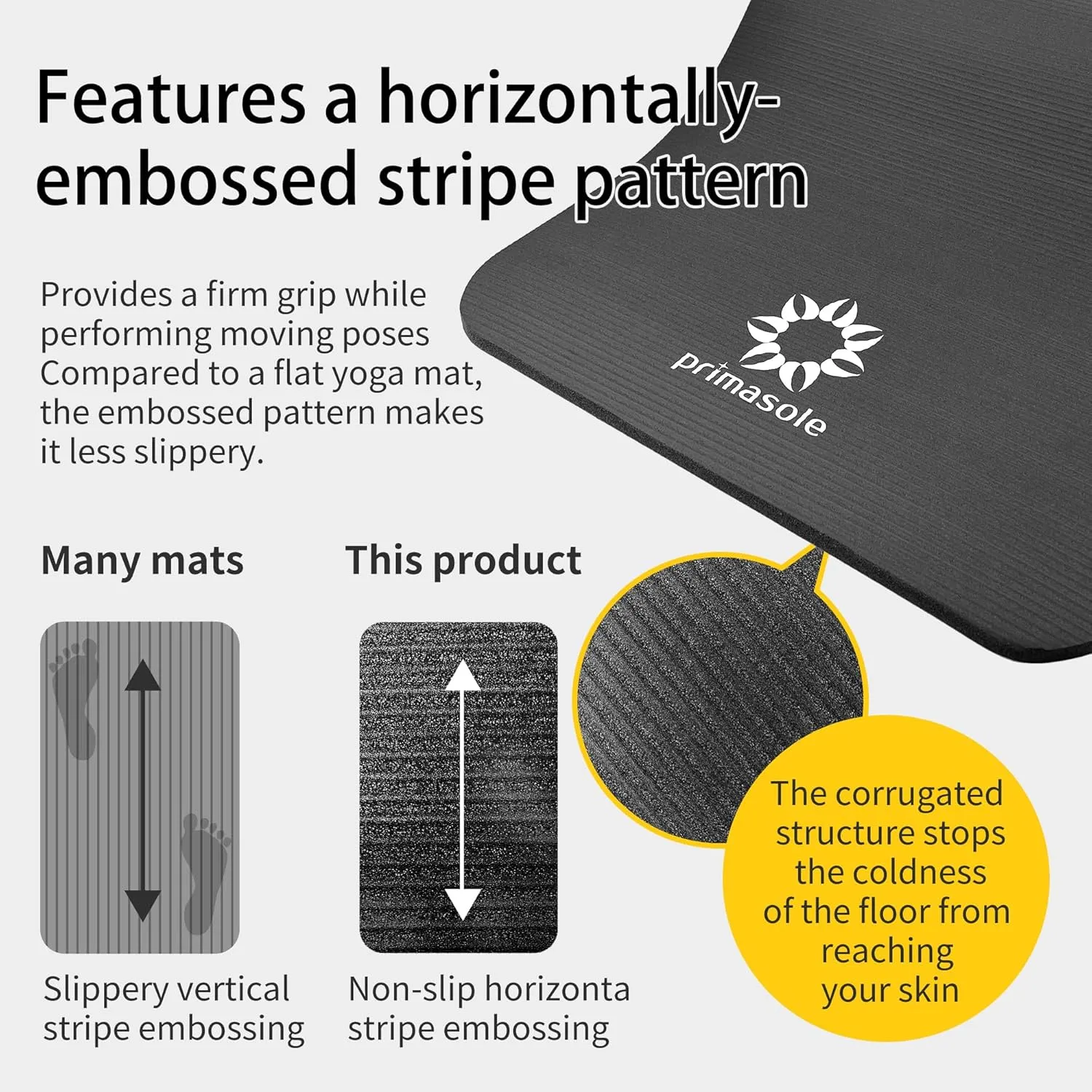 1/2 Thick Exercise Mat with Carry Strap & Case Mat for Yoga Pilates Fitness at Home and Gym 72" L x 24" W