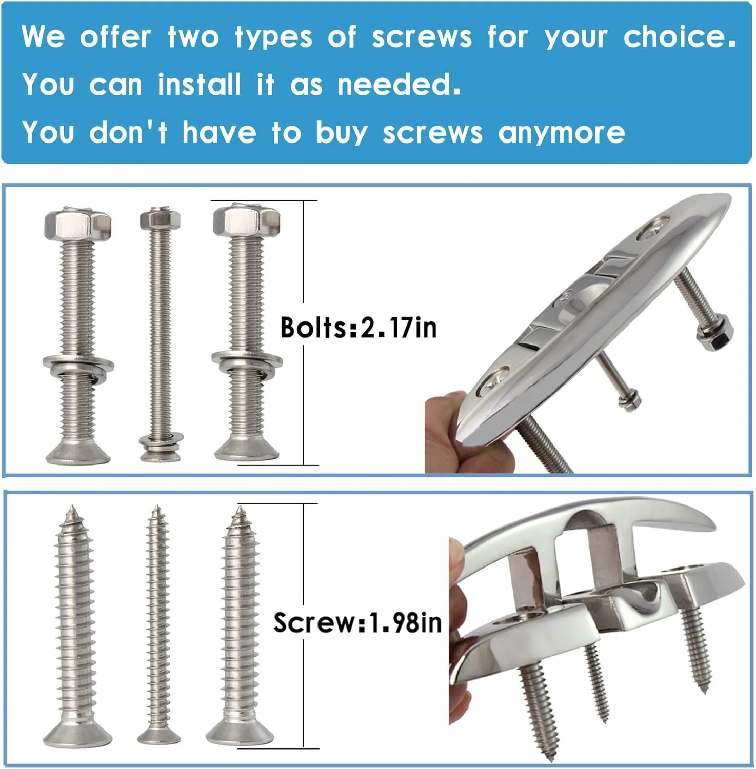316 Stainless Steel Boat Folding Cleats Boat Dock Cleats 5/6/8.5 inch, Flip up Dock Cleat for Deck and Boat, Dock Cleats Folding Cleat Rope Cleat Boat Cleats with Fasteners (1,2,4,6 Pack)