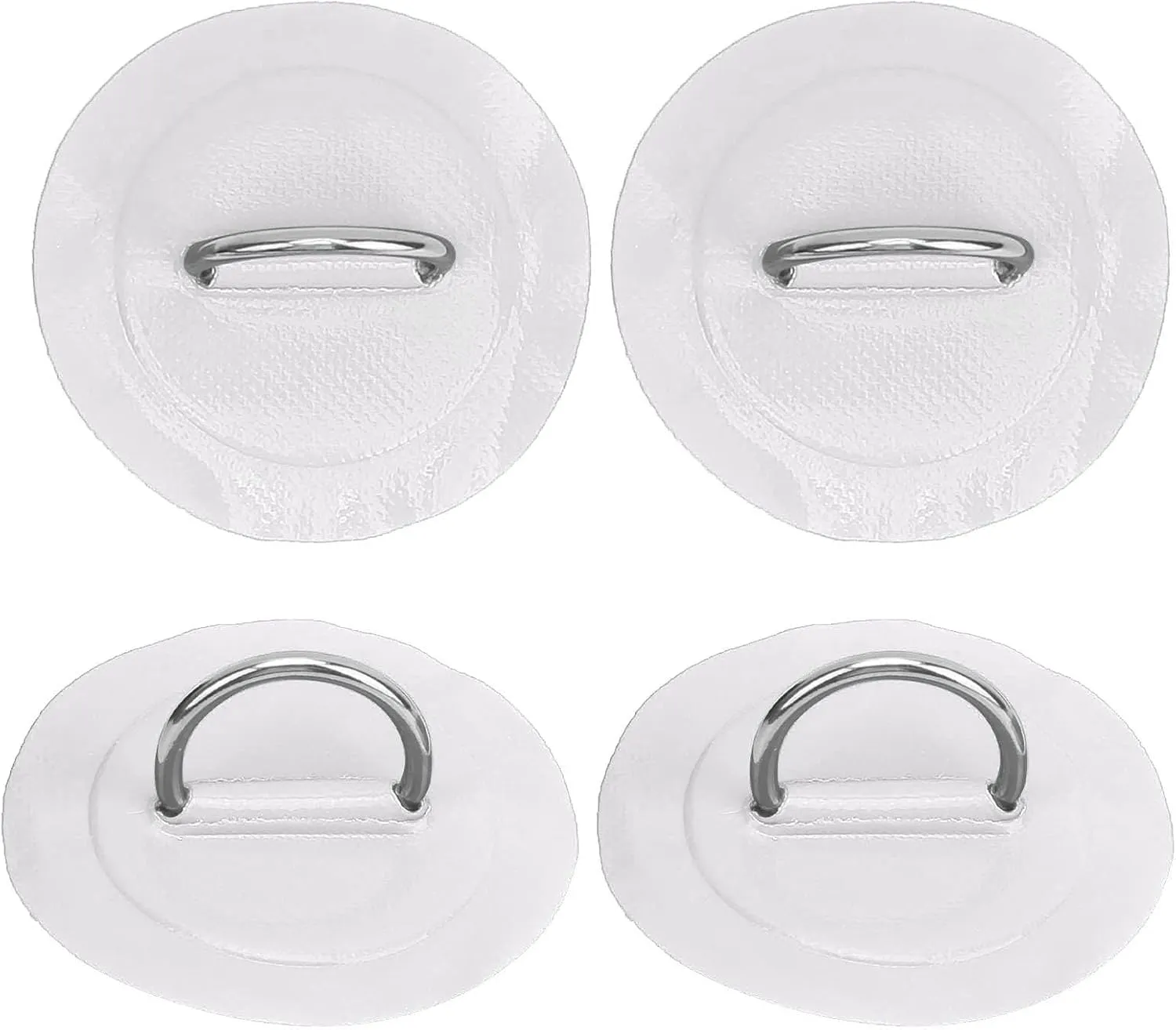4pcs Inflatable Boat Kayak D Ring Pad Patch with Elastic Bungee Cord, Stainless Steel Ring for PVC Raft Dinghy Canoe, Easy to Install, Sturdy and Rust Resistant