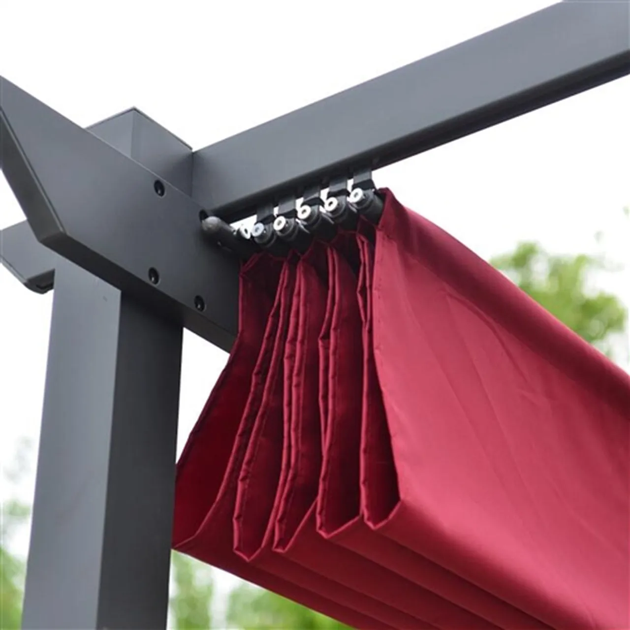 Aleko Pergolas Aluminum Outdoor Retractable Canopy Pergola - 13 x 10 Ft - Burgundy Color
