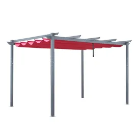 Aleko Pergolas Aluminum Outdoor Retractable Canopy Pergola - 13 x 10 Ft - Burgundy Color