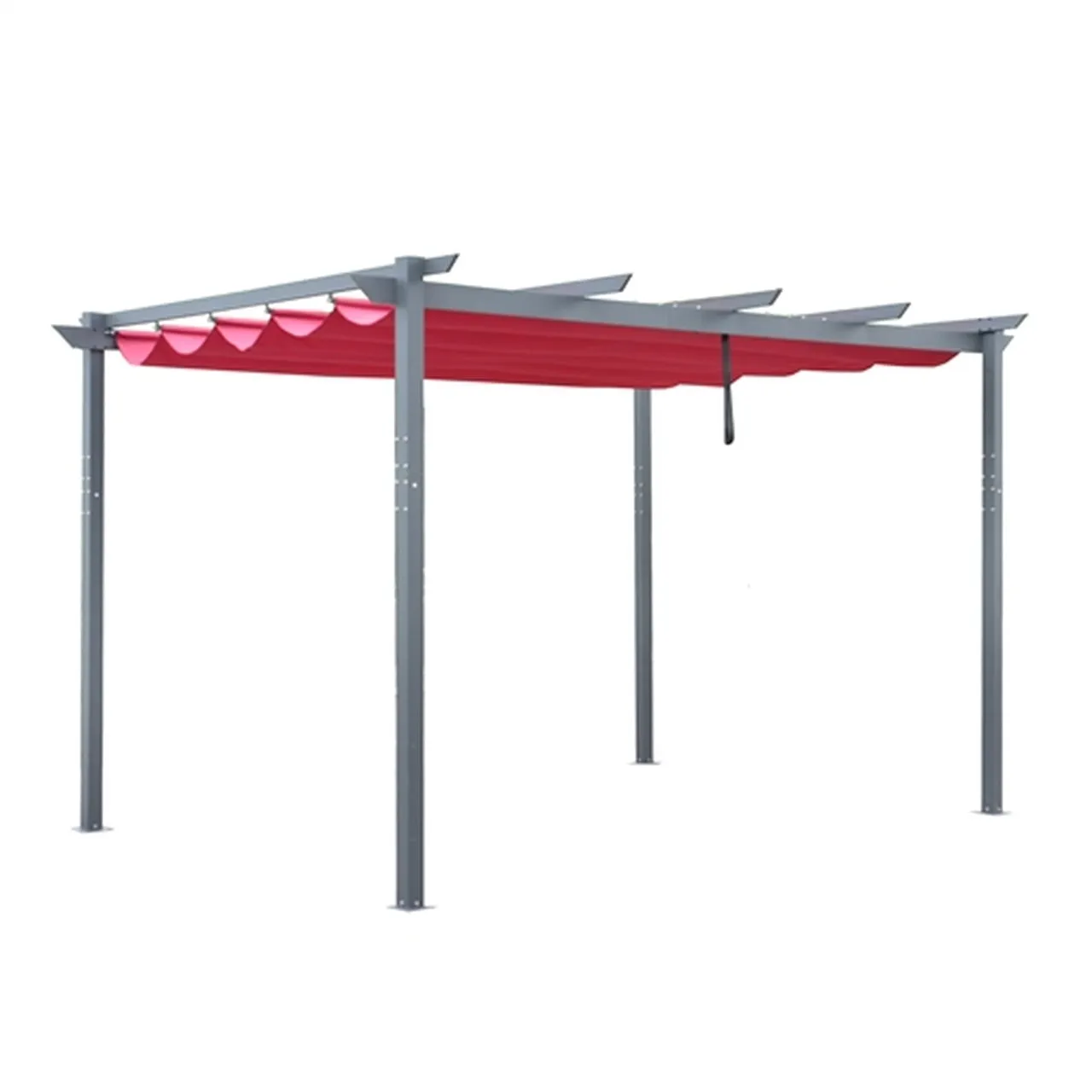 Aleko Pergolas Aluminum Outdoor Retractable Canopy Pergola - 13 x 10 Ft - Burgundy Color