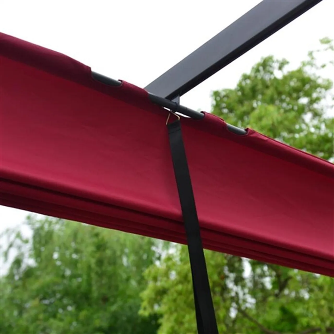 Aleko Pergolas Aluminum Outdoor Retractable Canopy Pergola - 13 x 10 Ft - Burgundy Color