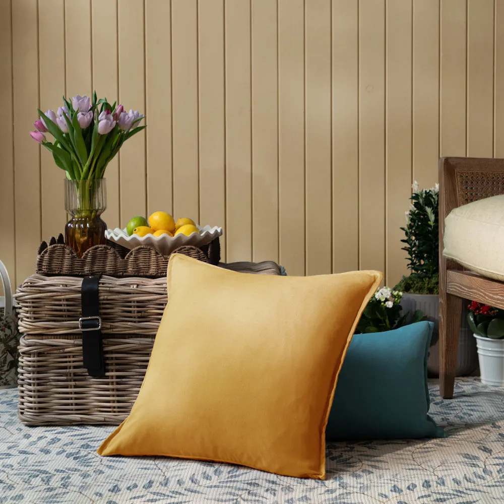 Alfresco Outdoor Square Oxford Cushion Ochre