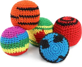 Blulu 5 Pieces Funny Hacky Ball Sacks Assoerted Colors Woven Kickball Soft Knitted Kick Balls for Children and Beginners