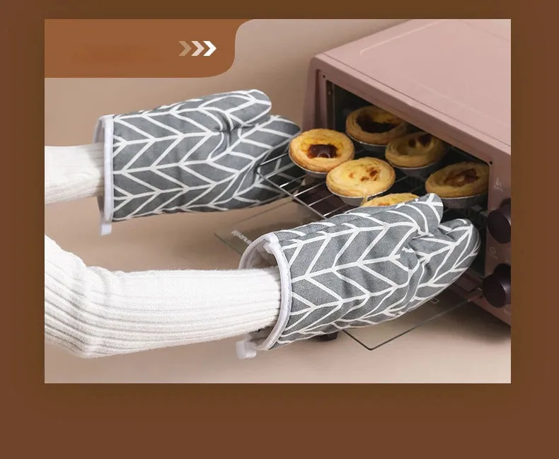 Cotton Oven Mitts ,Pot Holders Heat Resistant Cooking Gloves |  Yellow Pattern