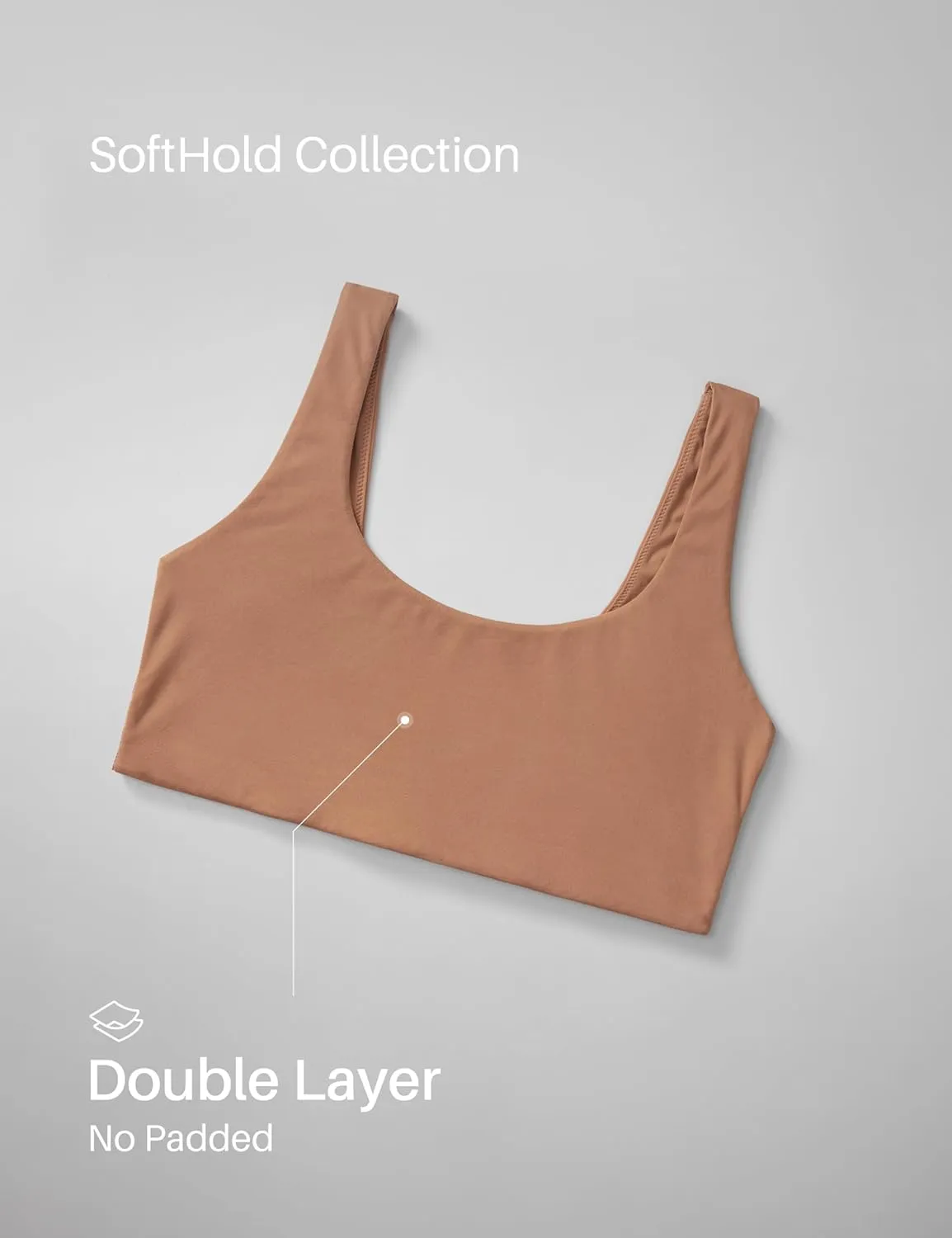 CRZ YOGA Softhold Women's Double Lined U Back Bralettes - Scoop Neck Unlined T-Shirt Everyday Bras Smooth Wireless Cami