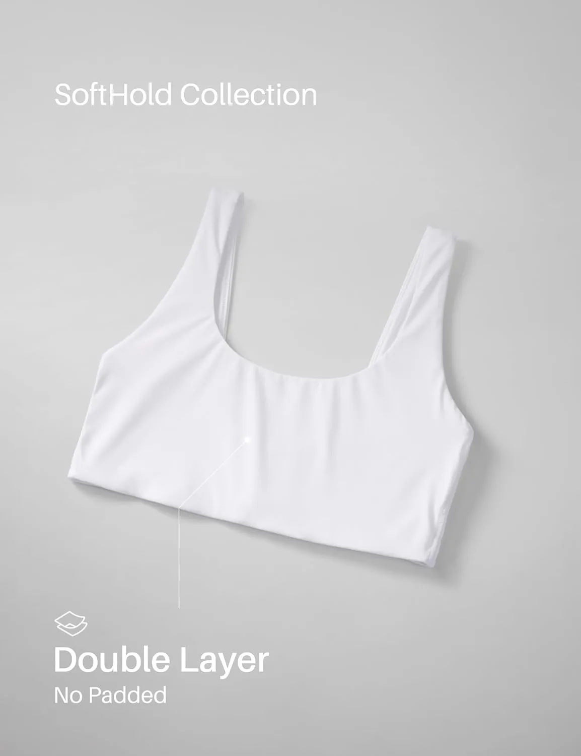 CRZ YOGA Softhold Women's Double Lined U Back Bralettes - Scoop Neck Unlined T-Shirt Everyday Bras Smooth Wireless Cami