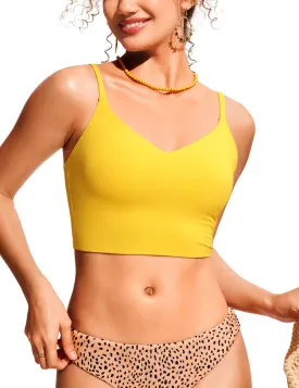 CRZ YOGA Women's Bikini Top Cropped V Neck Adjustable Spaghetti Straps Swimsuit Padded Athletic Bathing Suit