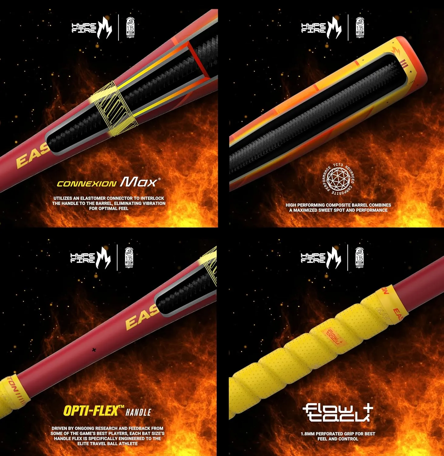 Easton | 2025 | Hype Fire Baseball Bat | USSSA | Coach/Machine Pitch | -10 Drop | 2 3/4" Barrel | 1 Pc. Composite