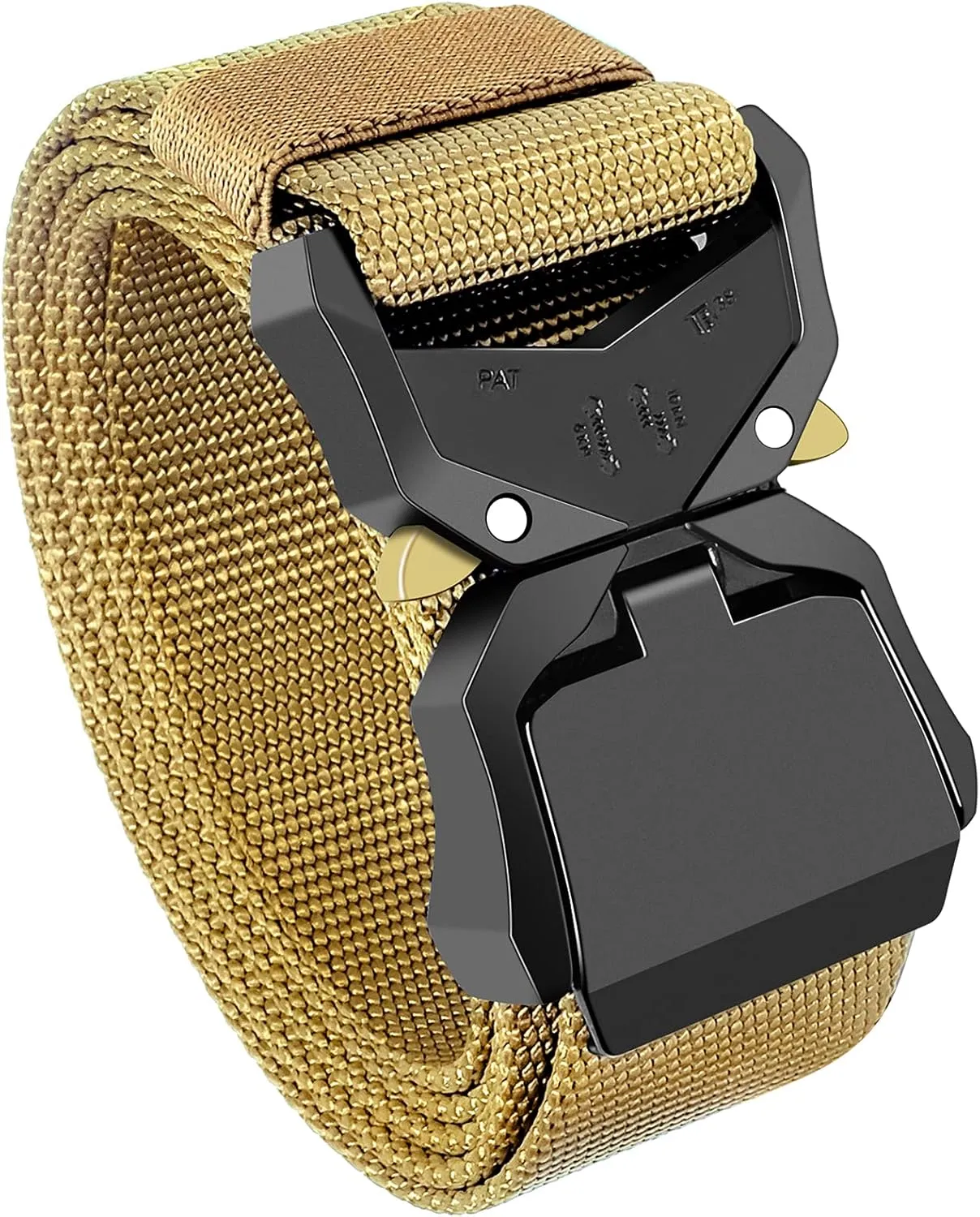 FAIRWIN Tactical Belt, Military Style Webbing Riggers Web Gun Belt with Heavy-Duty Quick-Release Metal Buckle