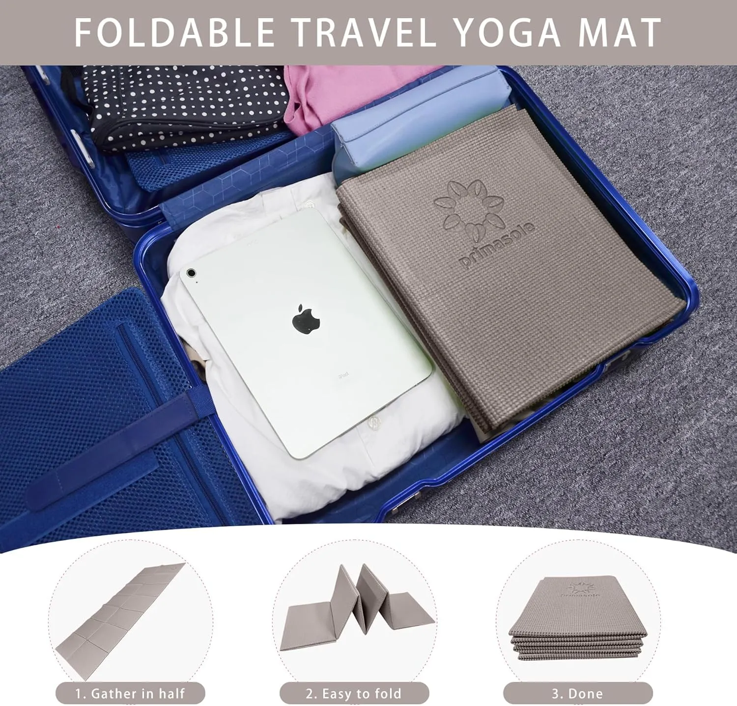 Folding Yoga Travel Pilates Mat Foldable Easy to Carry to Class Beach Park Tear-resistant Travel Picnics 4mm Thick 9 Colors