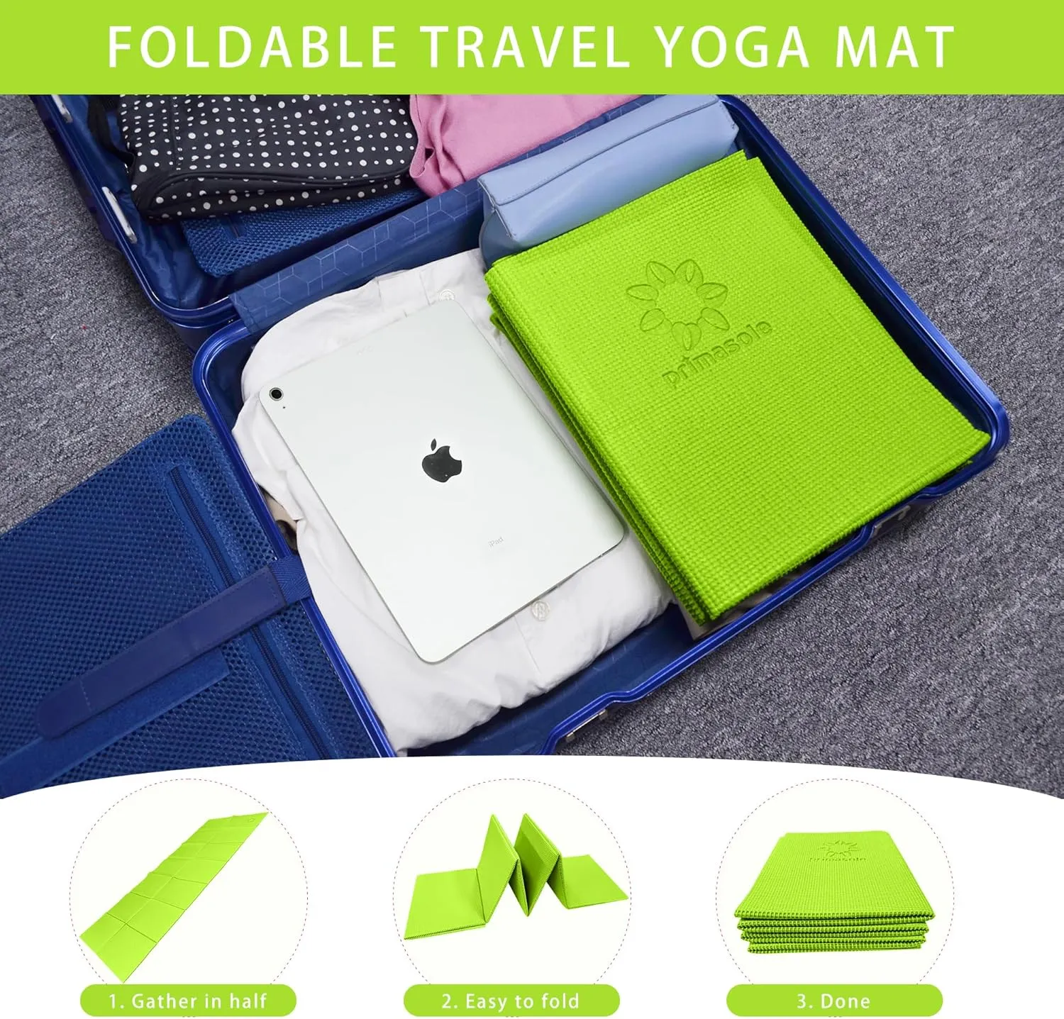 Folding Yoga Travel Pilates Mat Foldable Easy to Carry to Class Beach Park Tear-resistant Travel Picnics 4mm Thick 9 Colors