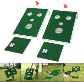 Golf Cornhole Game Set Combined Pong Game, Chipping Yard Game Boards with Chipping Mats & Golf Balls for Tailgate, Ideal Gift for Family, Golfer and Friends