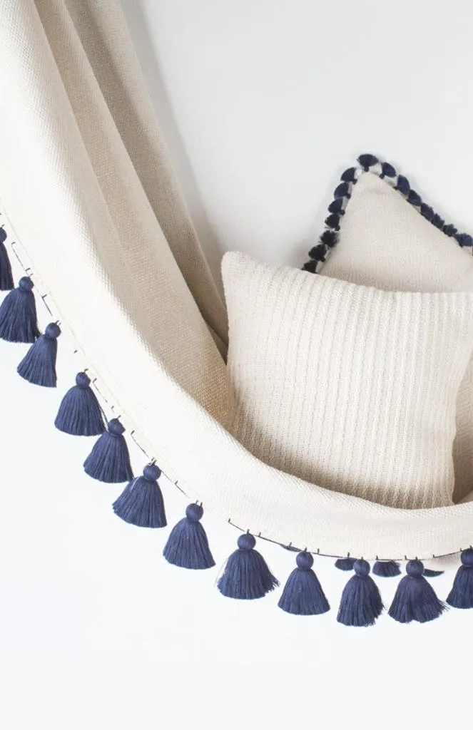 Handwoven Blue Tasseled Hammock
