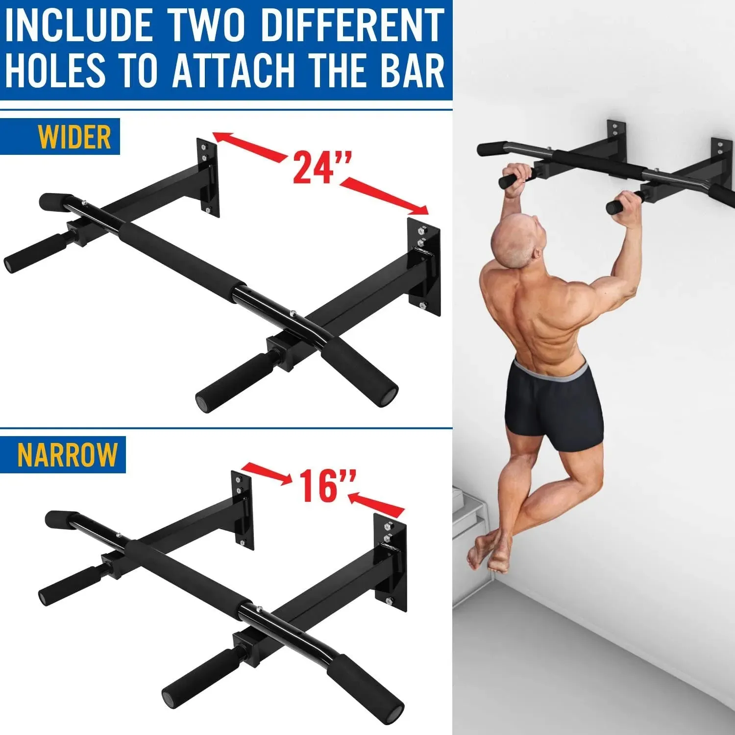Heavy Duty Wall Mount Pull Up Bar/Chin Up Bar