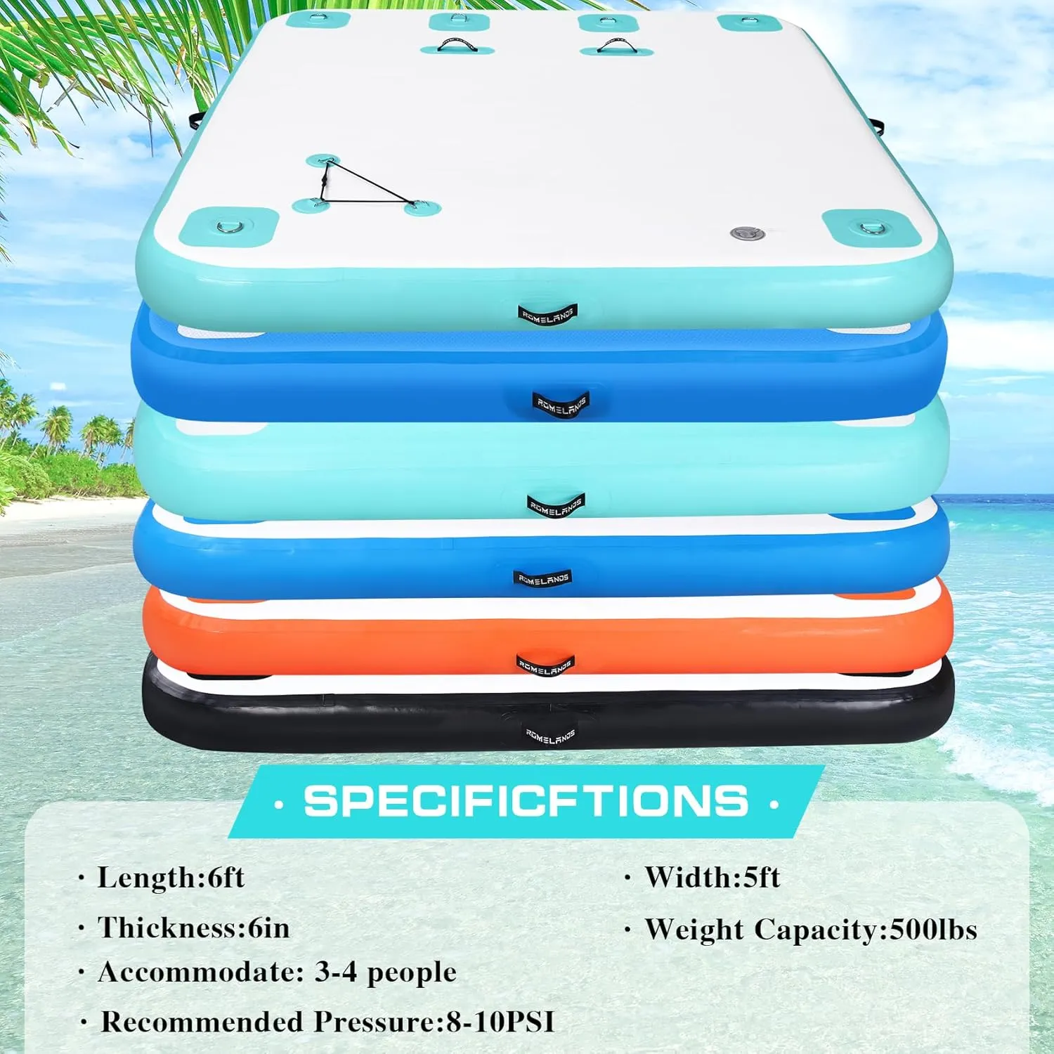 Inflatable Floating Dock, Swim Platform Floating Island Raft, Large Air Mat Inflatable Water Pad with None-Slip Surface for Lake Pool Beach Ocean