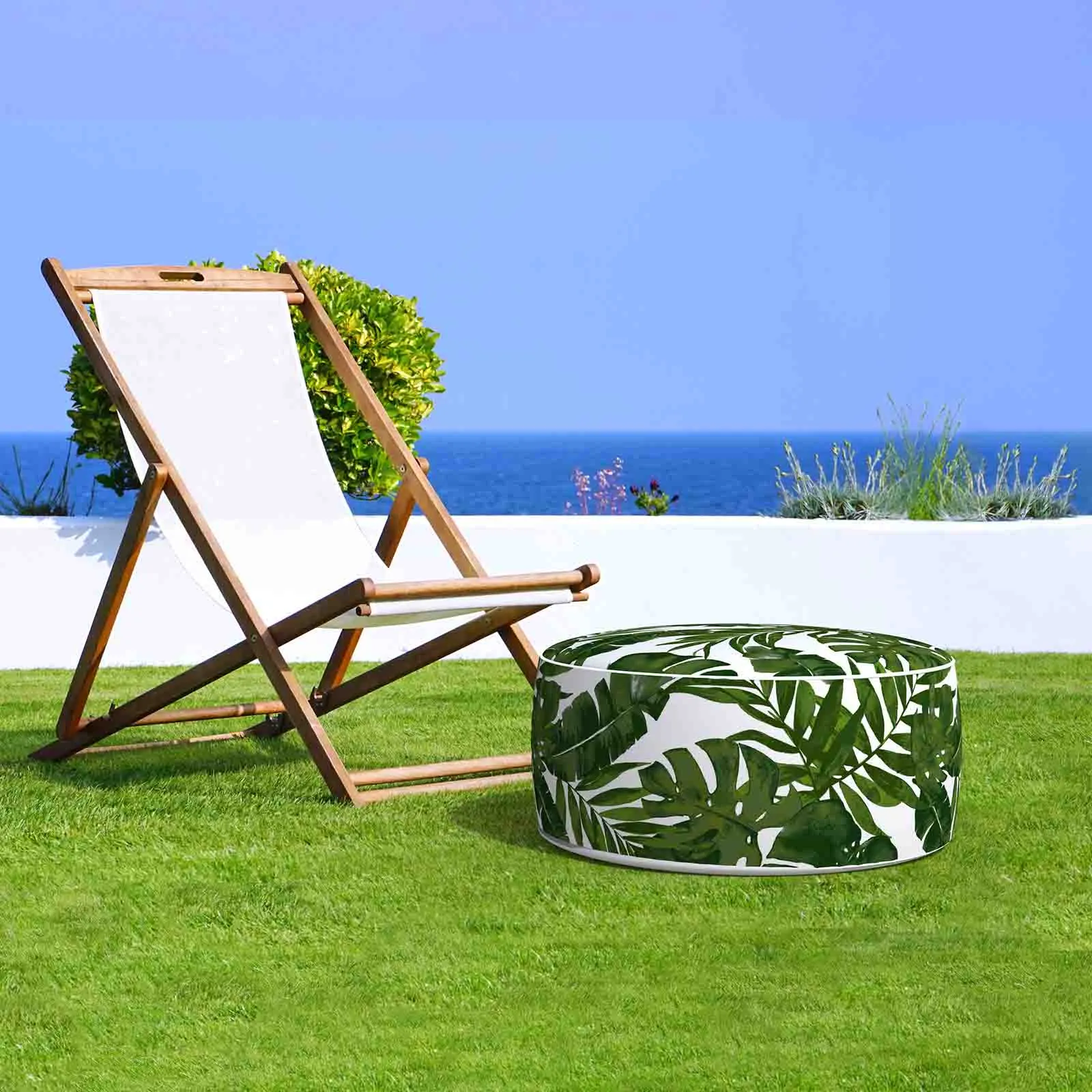 Inflatable Ottoman Palm Green LVTXIII Outdoor