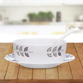 Larah by Borosil Floret Soup Bowl w Saucer Set
