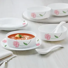 Larah by Borosil Red Mist Soup Bowl w Saucer Set