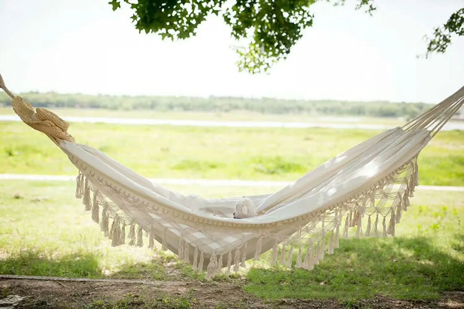 Large Handmade Brazilian Hammock Indoor Outdoor for Home, Bedroom, Patio, Porch, Yard, Beach, Boho Decor Swinging Decoration - 78" X 57"