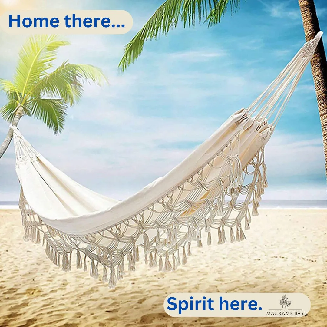 Large Handmade Brazilian Hammock Indoor Outdoor for Home, Bedroom, Patio, Porch, Yard, Beach, Boho Decor Swinging Decoration - 78" X 57"