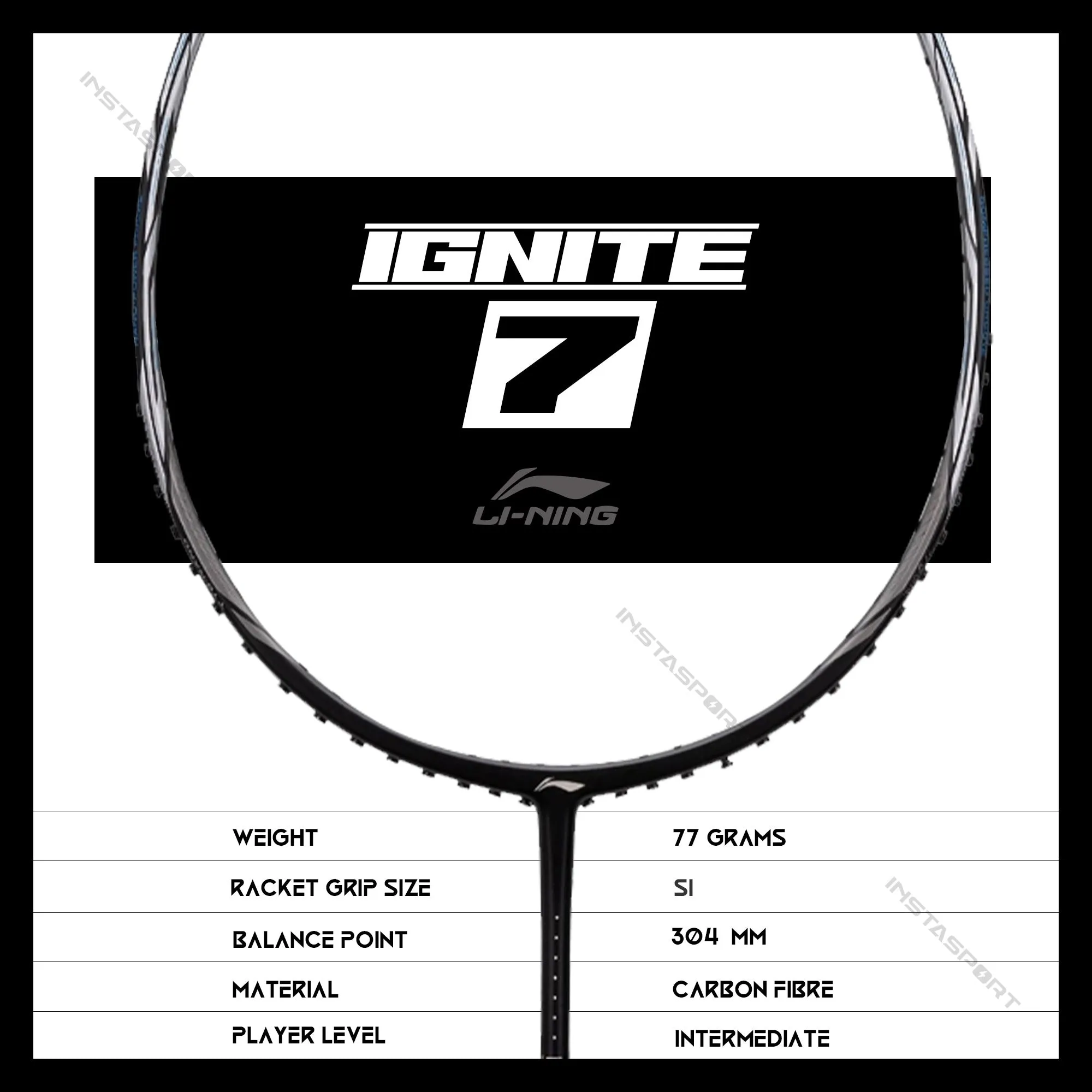 Li-Ning Ignite 7 Badminton Racket (Black/Silver)