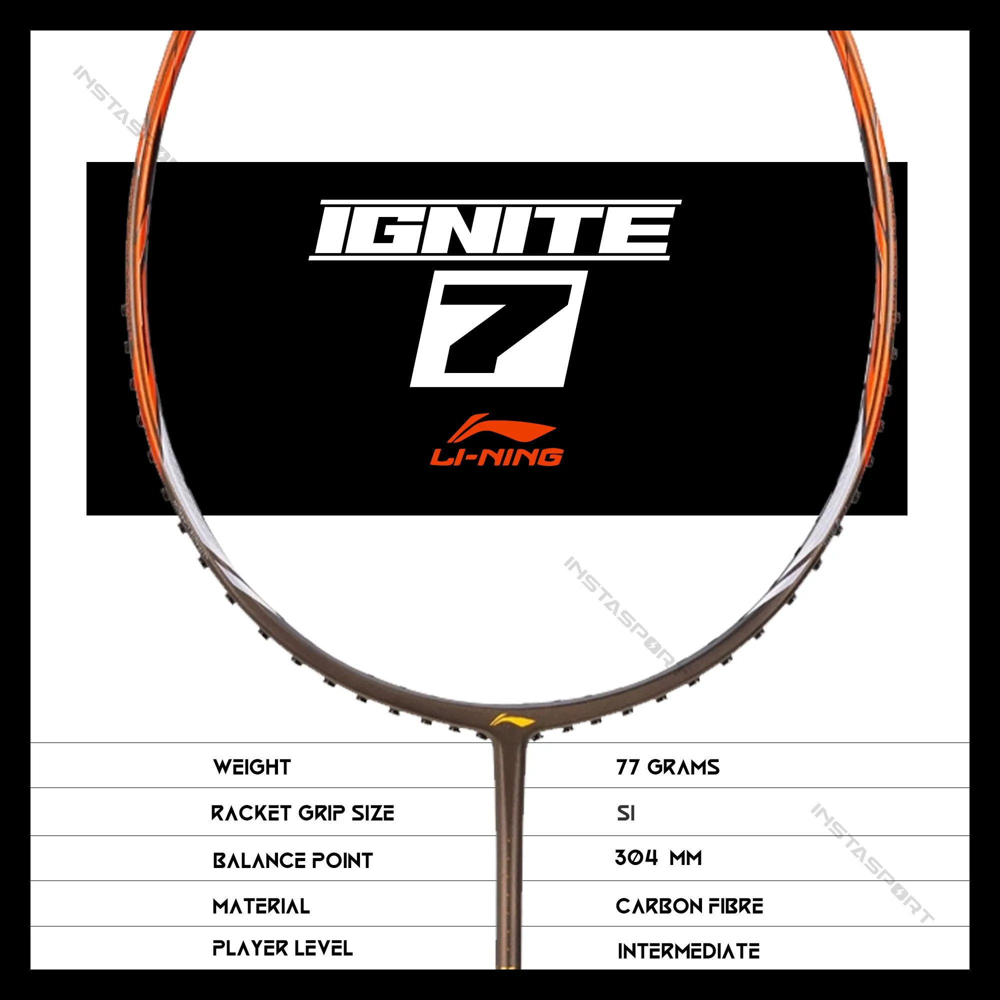 Li-Ning Ignite 7 Badminton Racket (Olive Grey/ Orange)