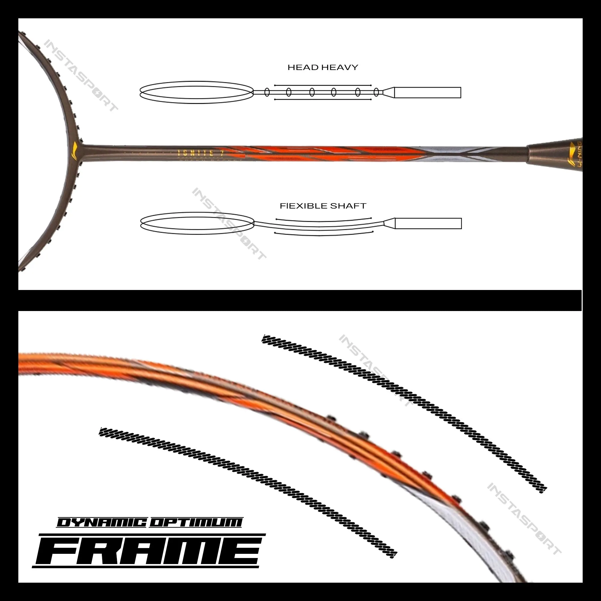Li-Ning Ignite 7 Badminton Racket (Olive Grey/ Orange)