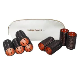 Lorna Evans Velcro Aluminium Large Set Self Grip Rollers Black Rose Gold 8pc Pack