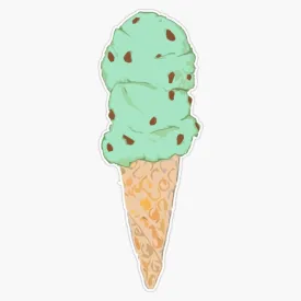 Magnet Mint Chocolate Chip Ice Cream Cone Viny Magnetic Bumper Sticker 5"