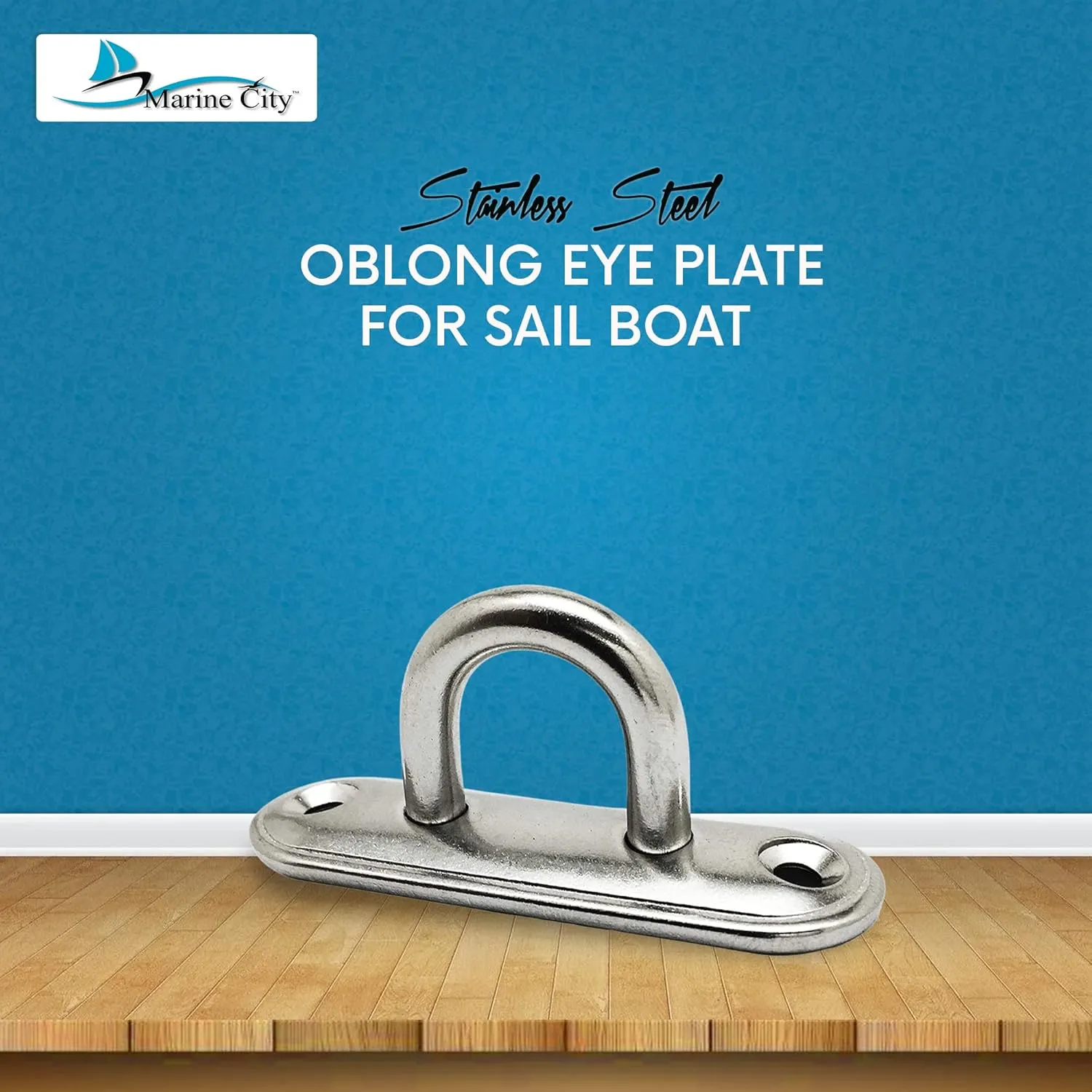 MARINE CITY Oblong Pad Eye Plate, Heavy-Duty 304 Stainless Steel, 3500 lbs Capacity, Corrosion-Resistant, Easy Installation, for Sailboats, Kayaks, Yachts, and Marine Accessories