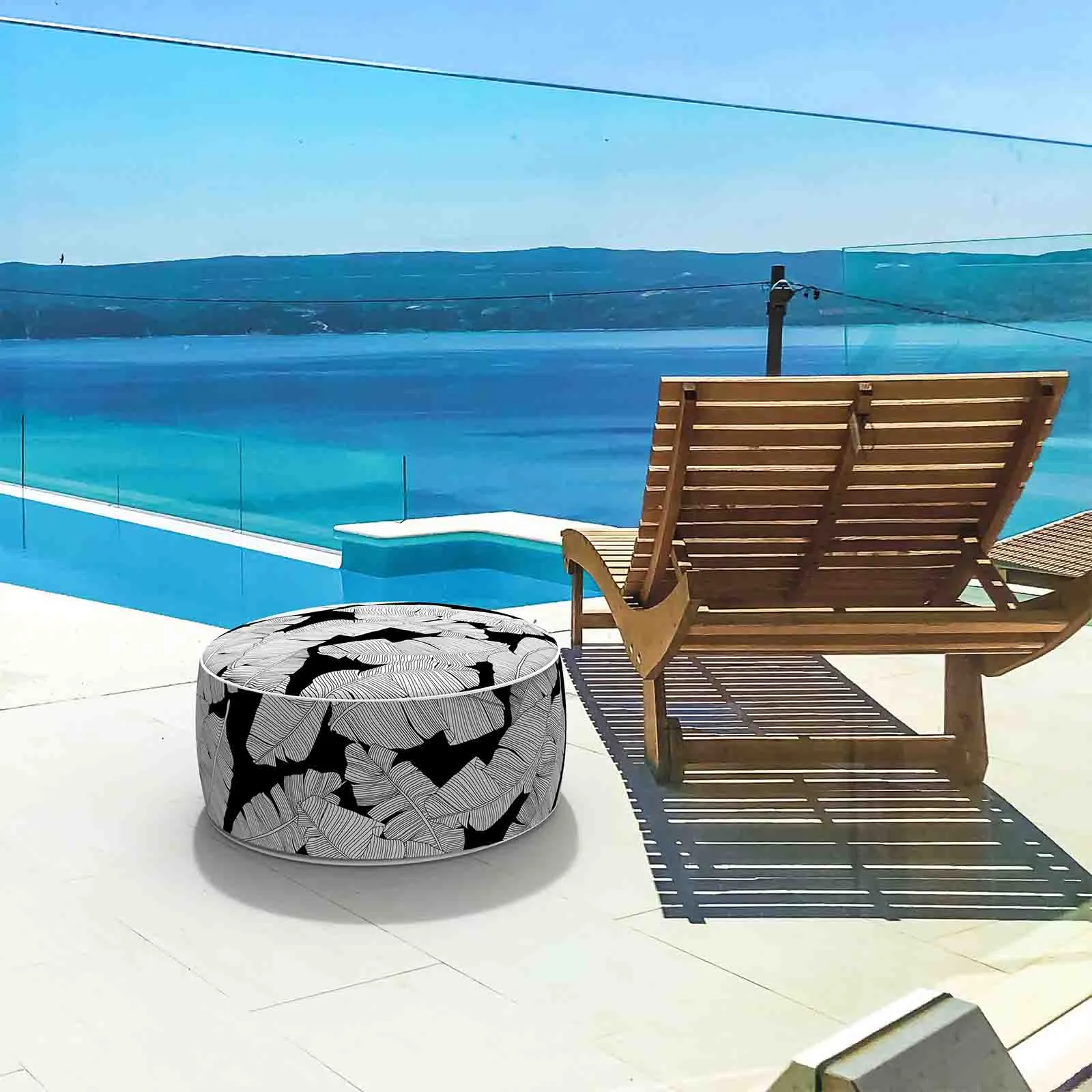 Ottoman Inflatable Black Lush Leaf Jungle LVTXIII Outdoor