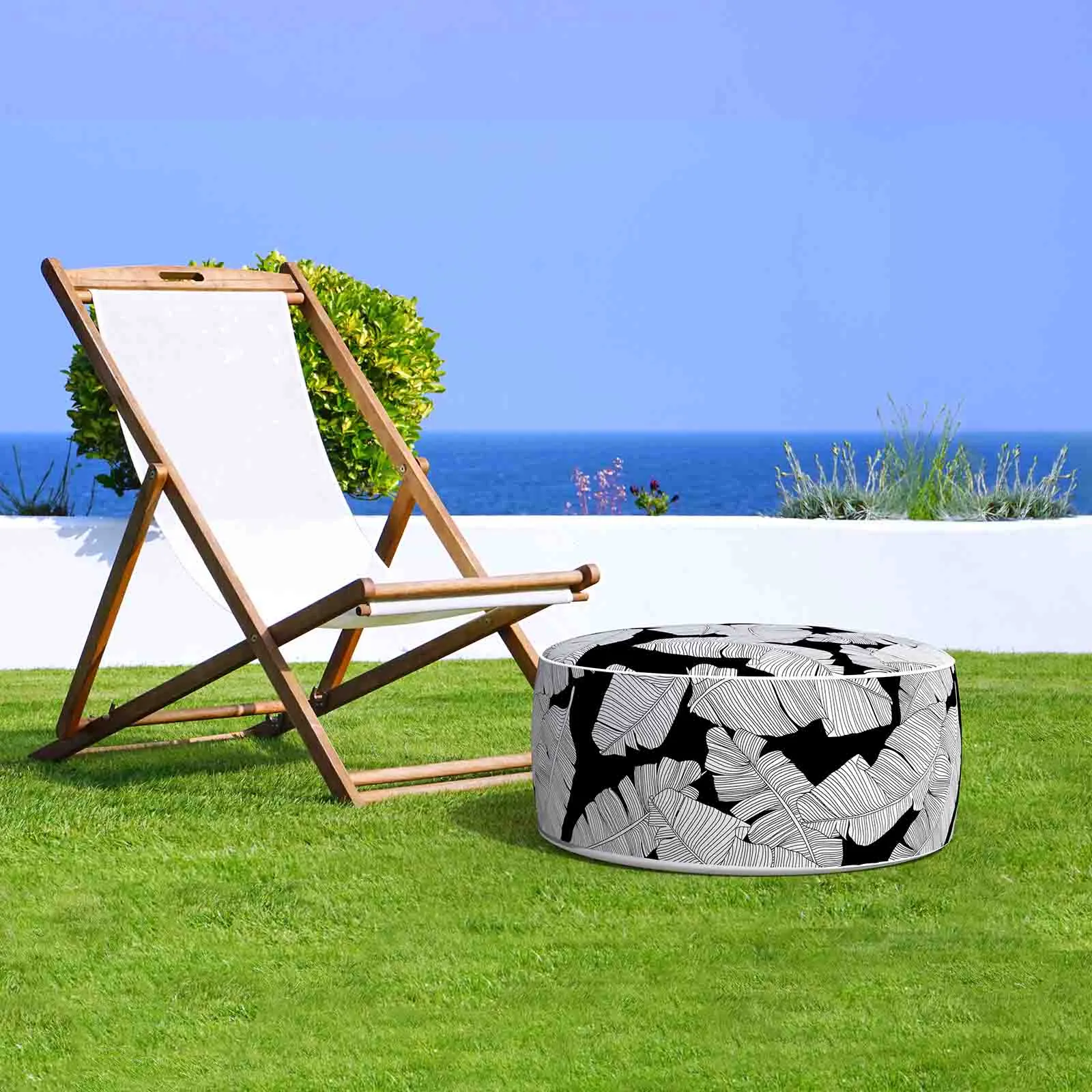 Ottoman Inflatable Black Lush Leaf Jungle LVTXIII Outdoor
