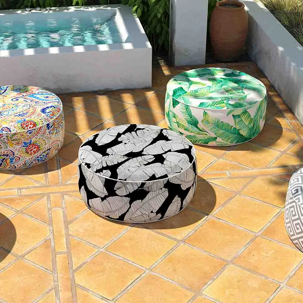 Ottoman Inflatable Black Lush Leaf Jungle LVTXIII Outdoor