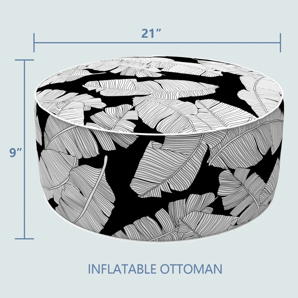 Ottoman Inflatable Black Lush Leaf Jungle LVTXIII Outdoor