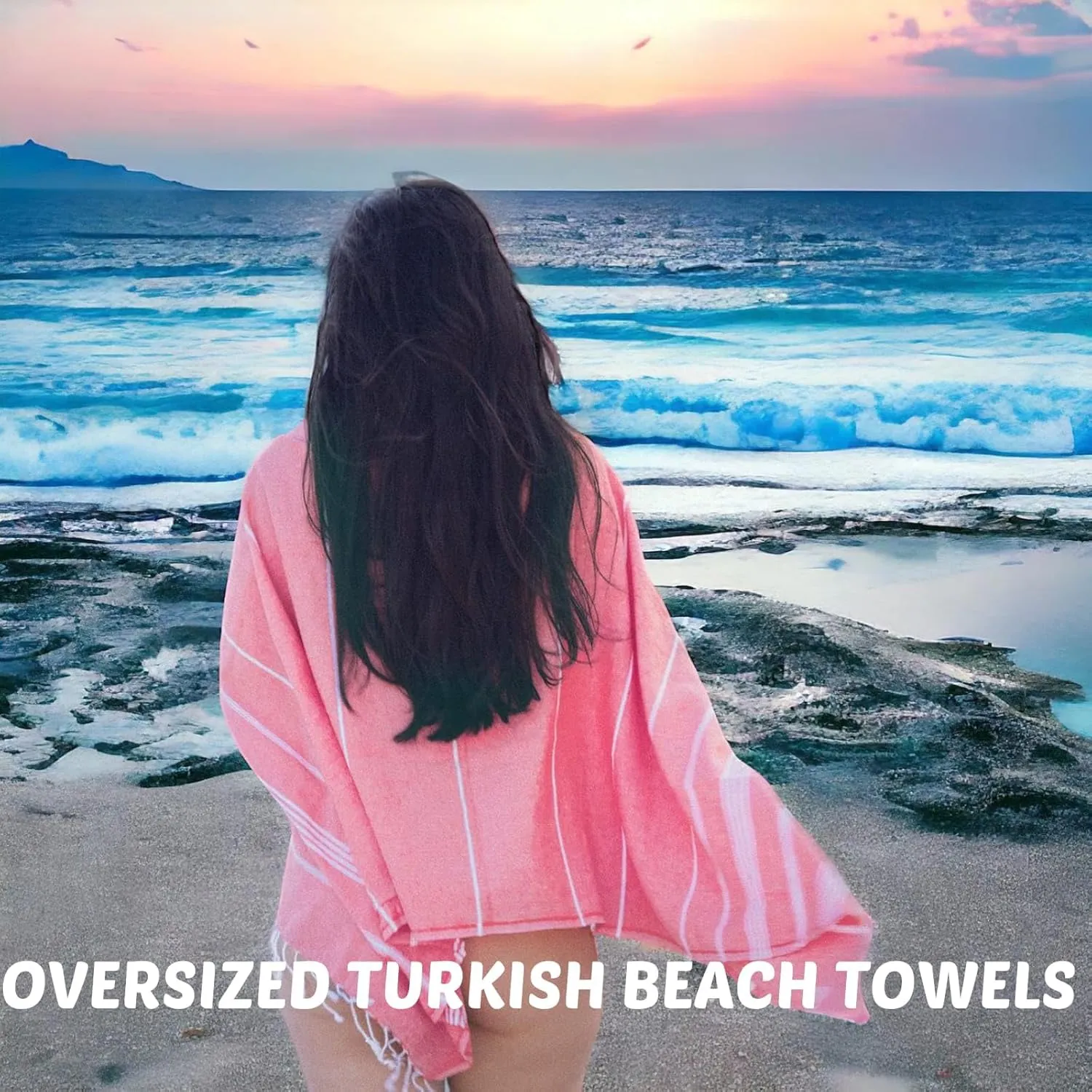 Park & Oz Turkish Beach Towel  Oversized 100% Cotton, Quick-Dry, Absorbent, Sand-Free Blanket (72 x 40)  Extra Large, Lightweight Pool Towel for Adults, Women, Men  Sand Resistant & Perfect Travel