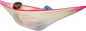 PNAEUT Mayan Hammock, Handwoven XL Thick Soft Rope Hammocks for Outdoor Indoor, Max 600 lbs Capacity, Tree Straps & Carabiners Included (Rambler Rose)