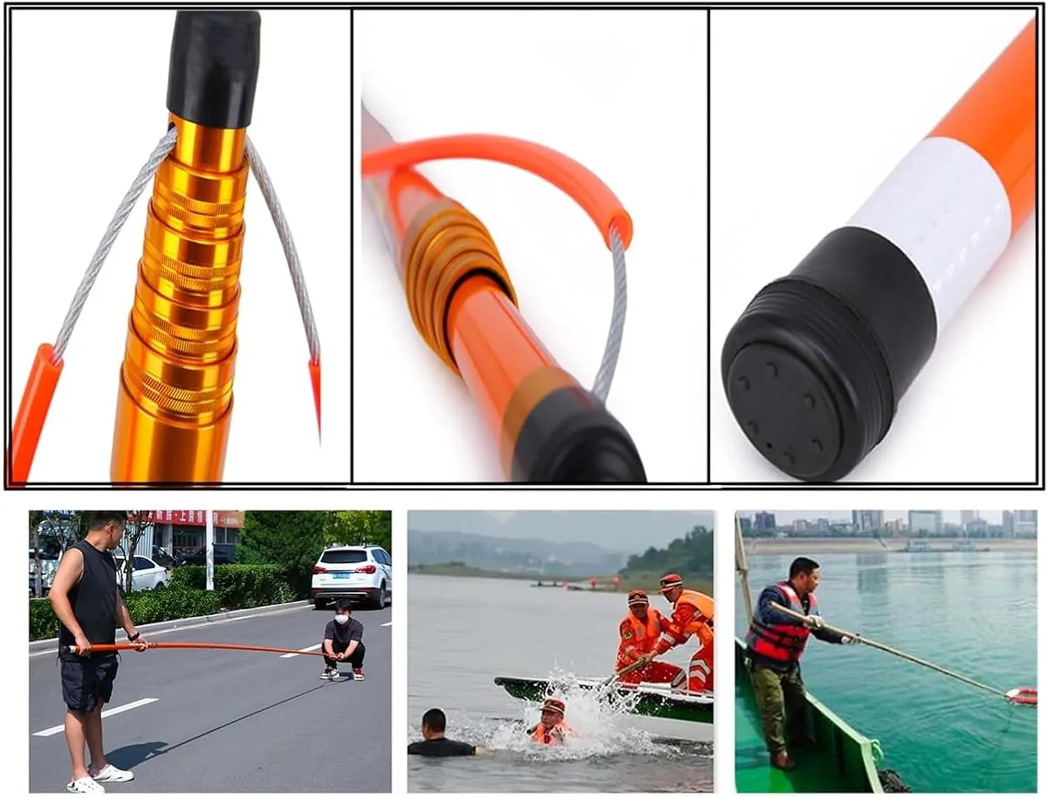 Pool Safety Hook,Swimming Pool Safety Hook, Adjustable Heavy Duty Pool Pole Rescues Equipment Life-Saving Rod Stick Salvage Rods Emergency Safety Hooks(1.2-6.5m(4.9ft-21.3ft))