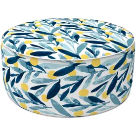 Round Inflatable Ottoman Blue Leaves LVTXIII Outdoor
