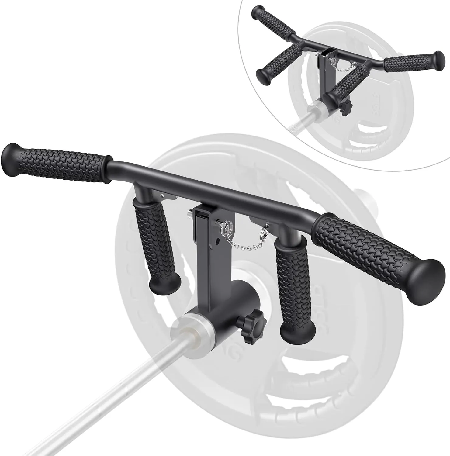SELEWARE V Bar & T Bar Landmine Handle Attachment for 2" Barbell Bar, Solid Multi-Grip Landmine Handle T Row Attachment with Non-Slip Rubber Handle, Fits 2" Olympic Bars Strength Training Bars