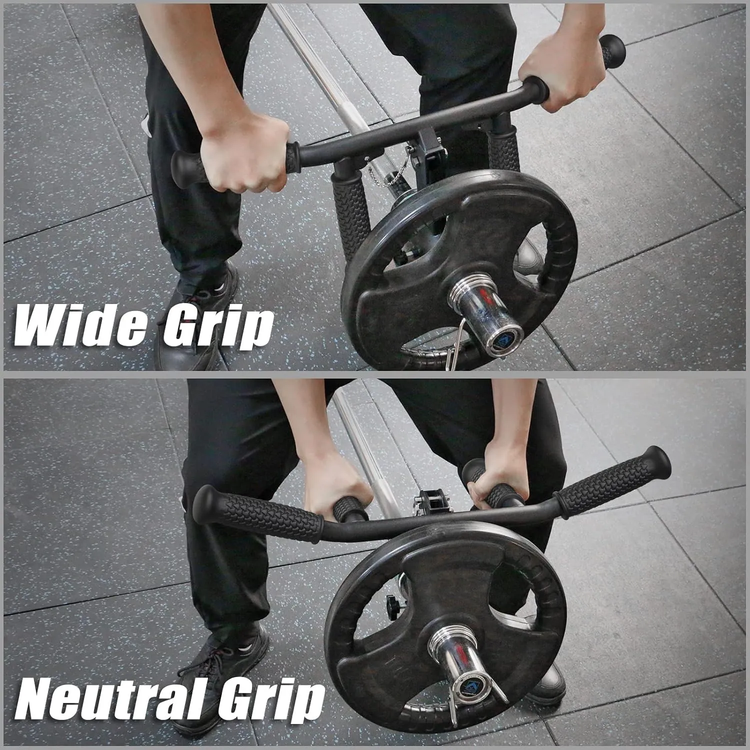 SELEWARE V Bar & T Bar Landmine Handle Attachment for 2" Barbell Bar, Solid Multi-Grip Landmine Handle T Row Attachment with Non-Slip Rubber Handle, Fits 2" Olympic Bars Strength Training Bars