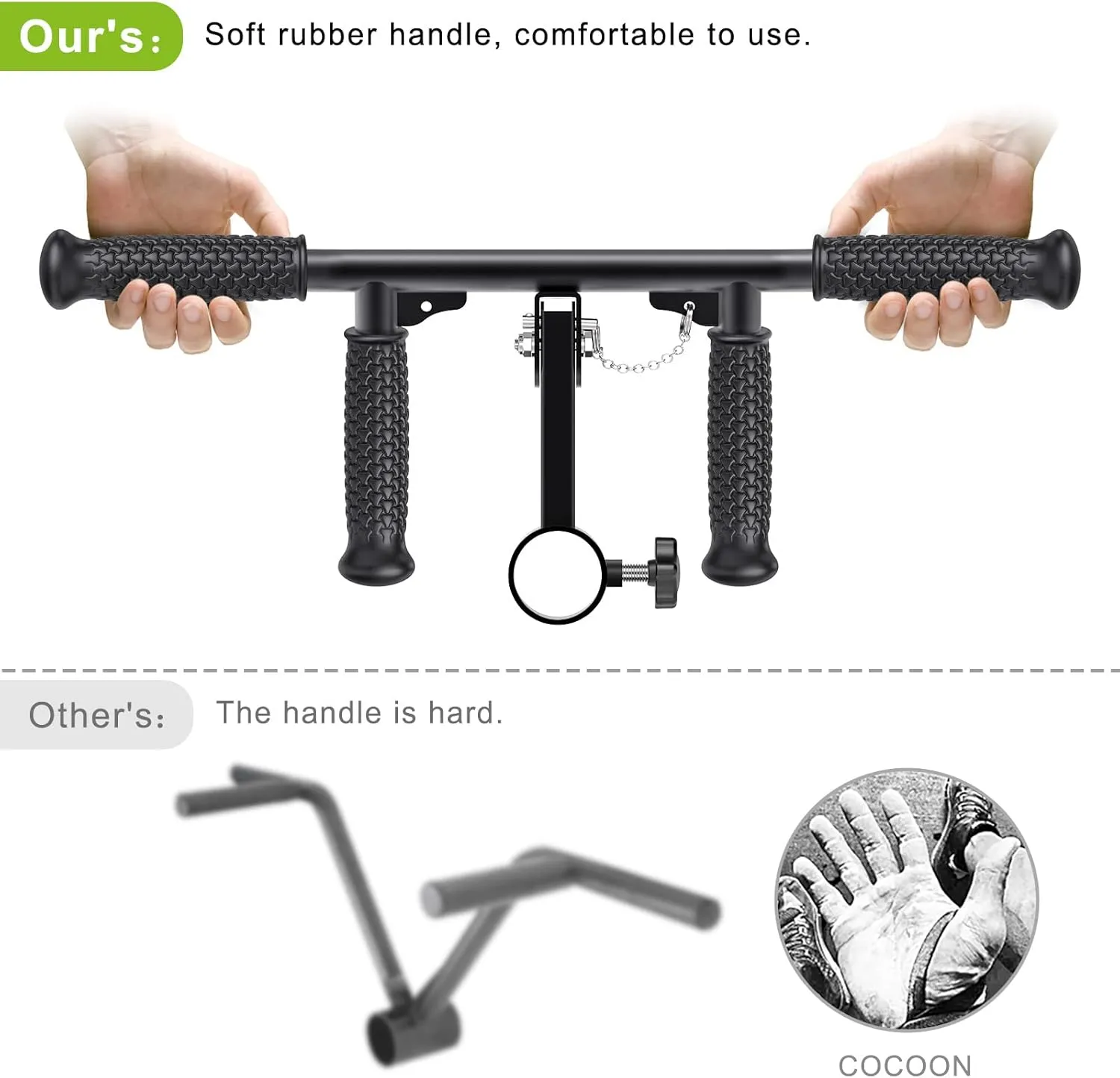 SELEWARE V Bar & T Bar Landmine Handle Attachment for 2" Barbell Bar, Solid Multi-Grip Landmine Handle T Row Attachment with Non-Slip Rubber Handle, Fits 2" Olympic Bars Strength Training Bars