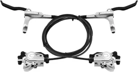 Silver MTB Hydraulic Disc Brakes Set, Aluminum Alloy Hydraulic Brakes for Mountain Bike Left Front 1000mm Right Rear 1700mm Hydraulic Bicycle Brakes with is/PM Adapter Fit 160mm Rotor