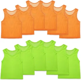 Sintege 12 Pcs Soccer Pinnies Pennies Jersey Scrimmage Vest Sports Practice Jersey Mesh Basketball Vest for Youth Adult Kids