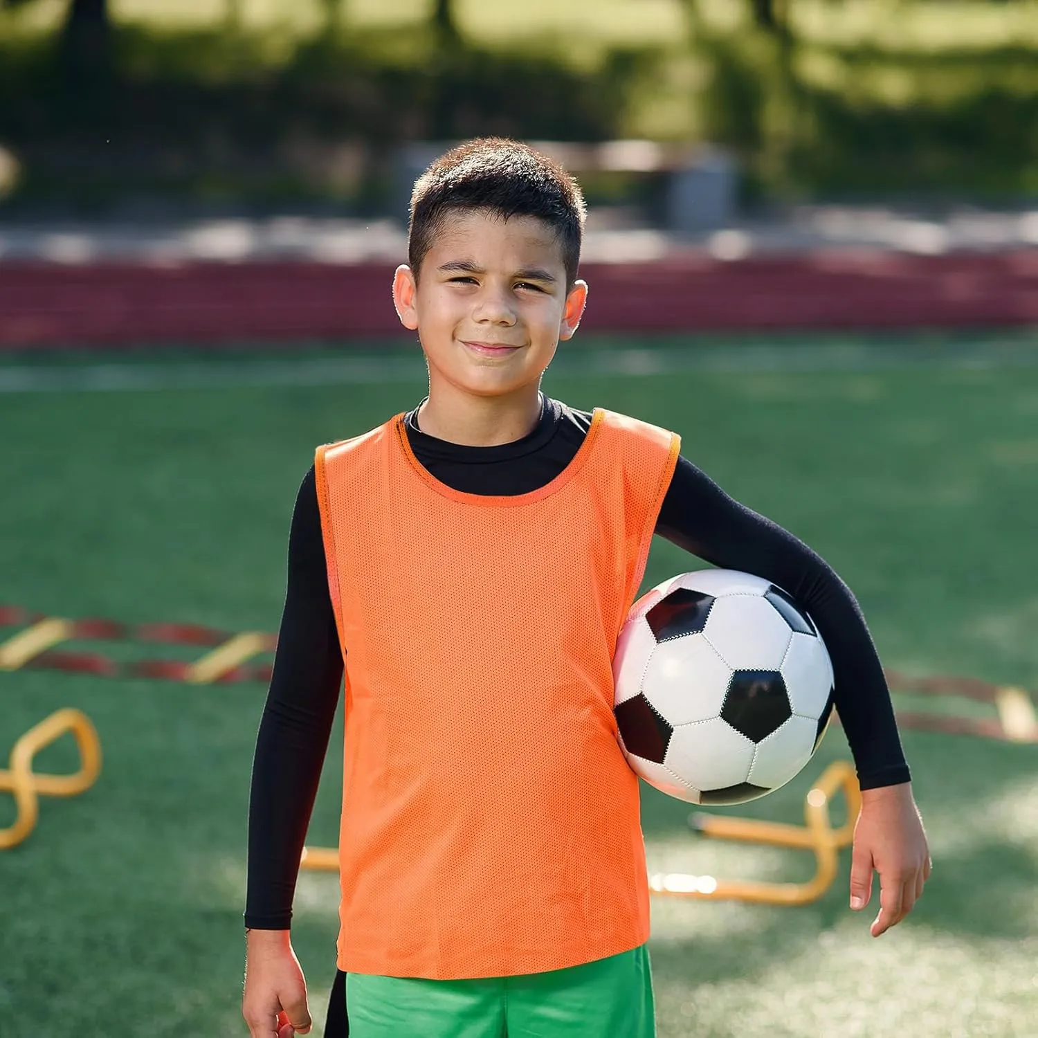 Sintege 12 Pcs Soccer Pinnies Pennies Jersey Scrimmage Vest Sports Practice Jersey Mesh Basketball Vest for Youth Adult Kids