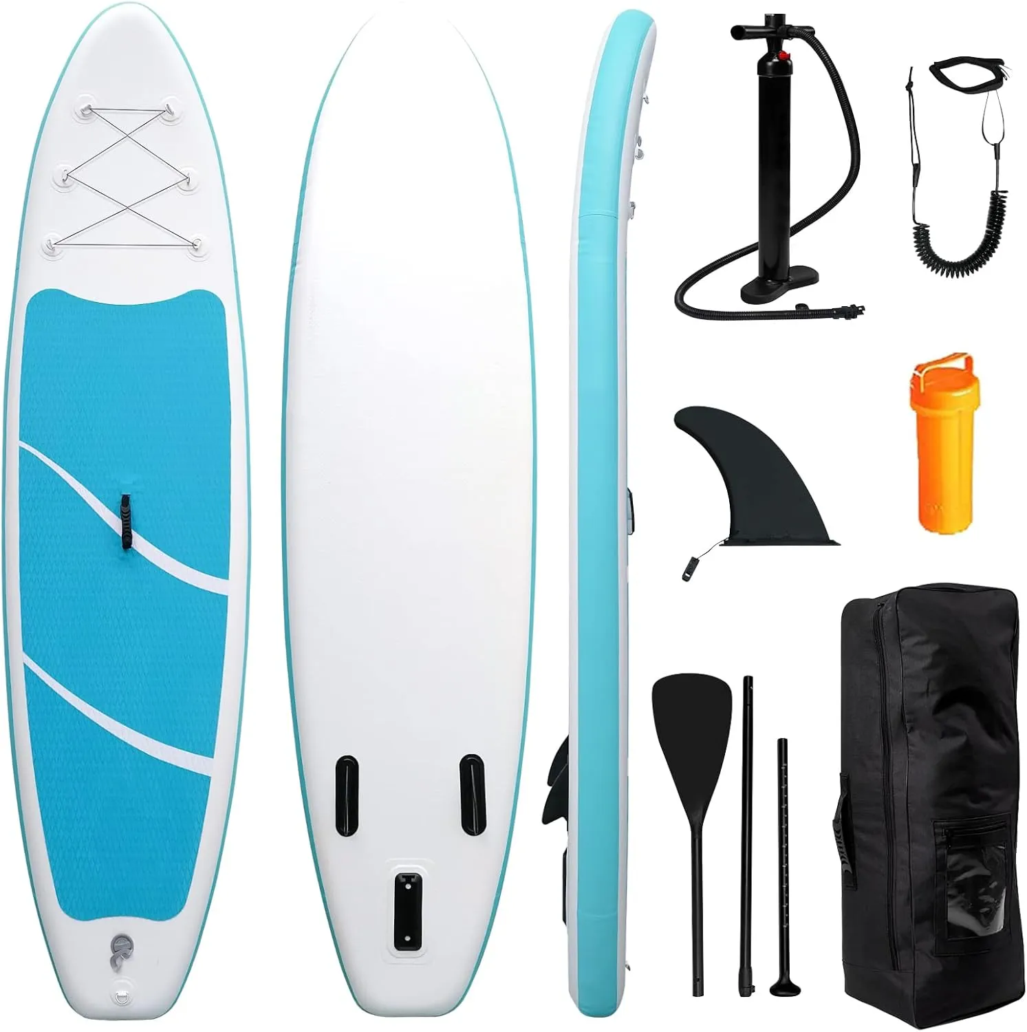 Smartmak Inflatable Stand Up Paddle Board (6 Inches Thick), Non-Slip Deck Standing Boat, Include Adjustable Paddle, Backpack, Hand Pump, Fin, Leash, for Youth & Adult- (10'x30'' x6'')