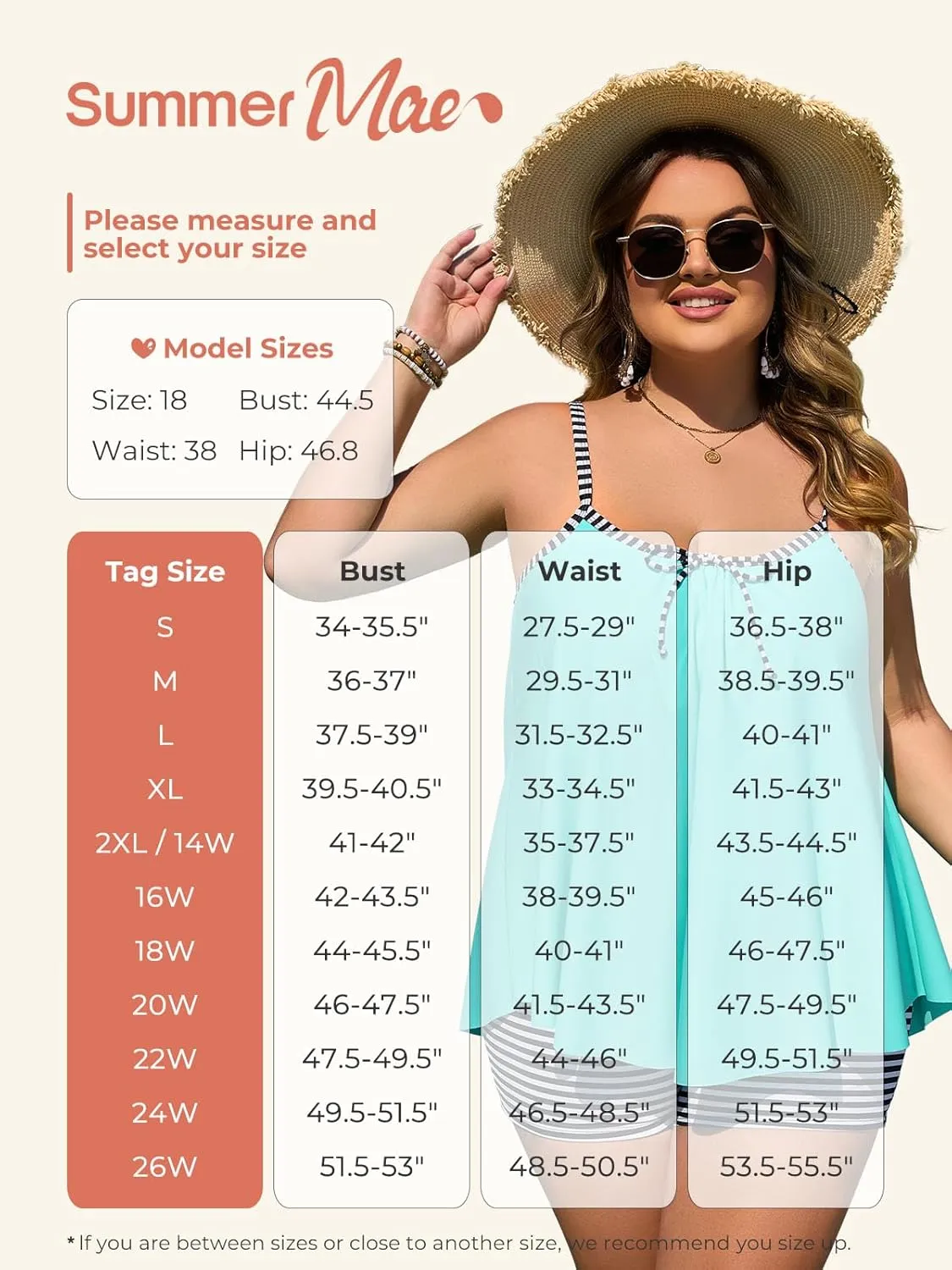 Summer Mae Plus Size Swimsuits for Women Two Piece Tankini Sets Tummy Control Bathing Suit Swimwear with Shorts