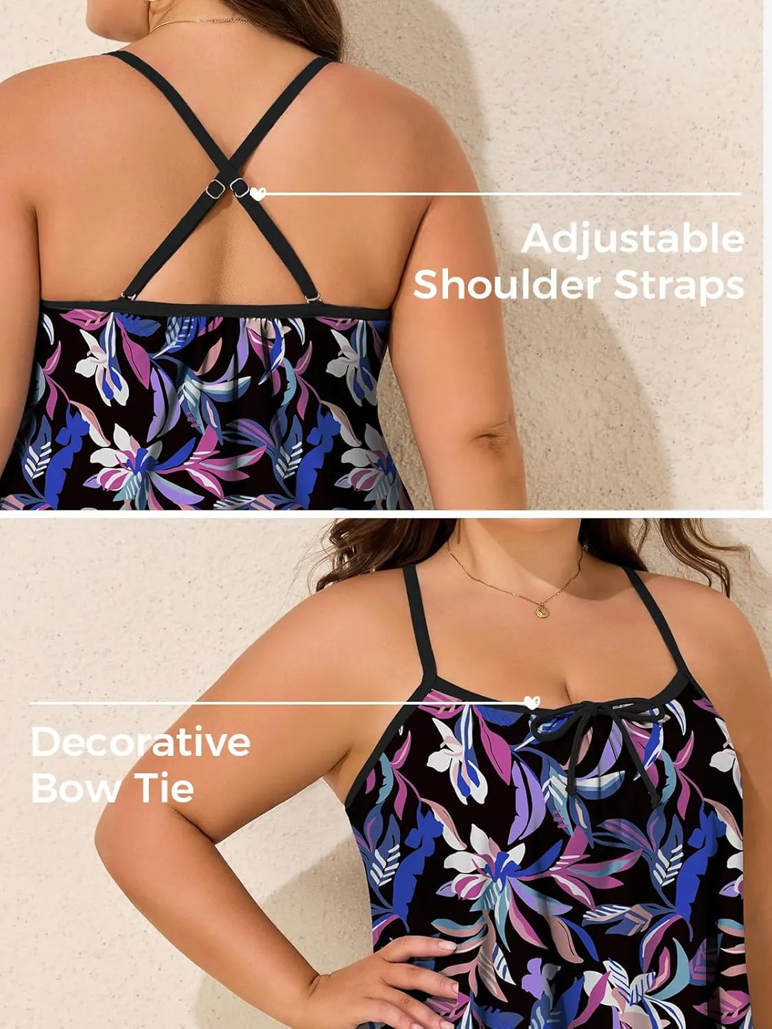 Summer Mae Plus Size Swimsuits for Women Two Piece Tankini Sets Tummy Control Bathing Suit Swimwear with Shorts