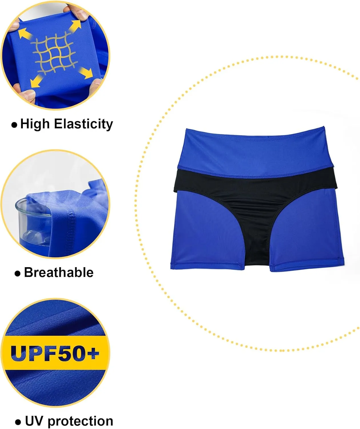 Tournesol Women's 3" Swim Shorts High Waisted Bathing Suit Bottoms Seamless Board Shorts UPF50  Boyshorts with Pockets